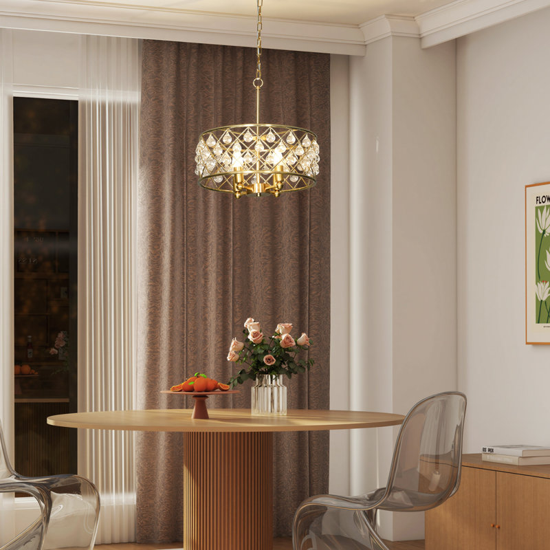 Crystal, Glass Flush Mount, Gold Tone