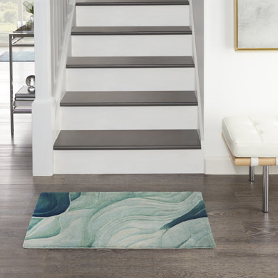 Tapis d'intérieur moderne vert argenté 2 pi x 3 pi Prismatic