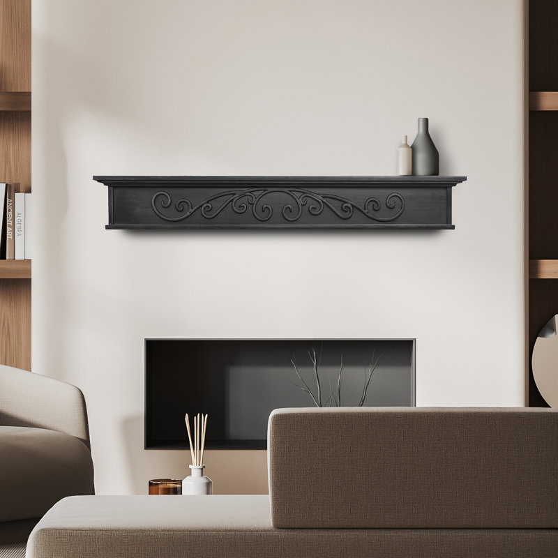 Roma Fireplace Mantel, Satin Black, 48"
