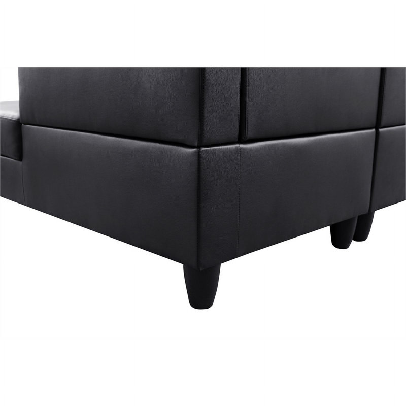 Kerriana Faux Leather Sectional, Black Faux Leather, Right Hand Facing