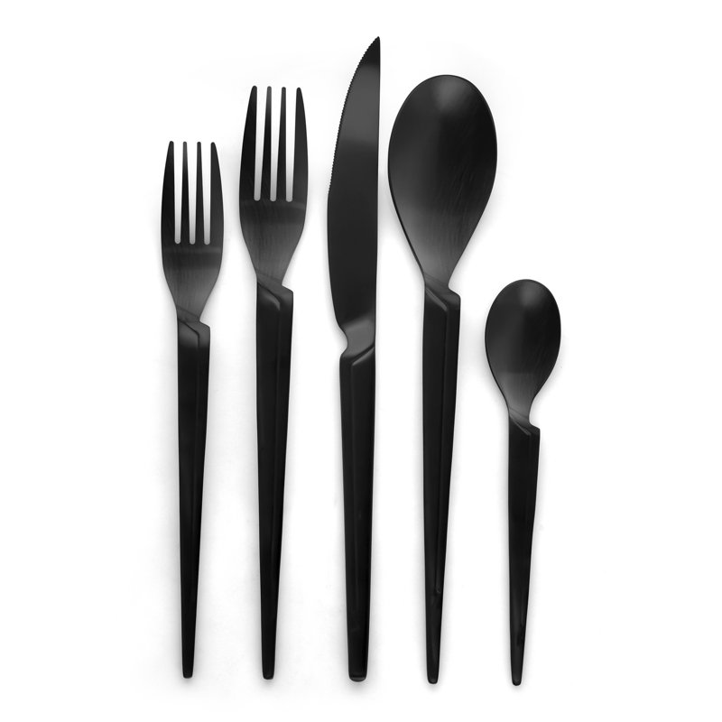 Ensemble de couverts moderne Squadro, service pour 4, Noir