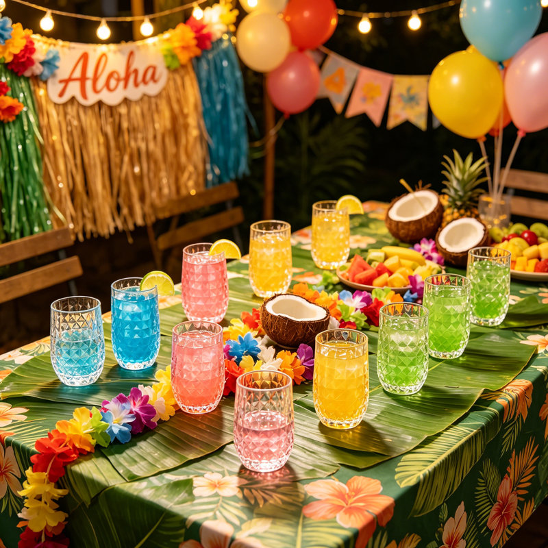 Paquet de 6 verres à cocktail en plastique 12 oz Tiki