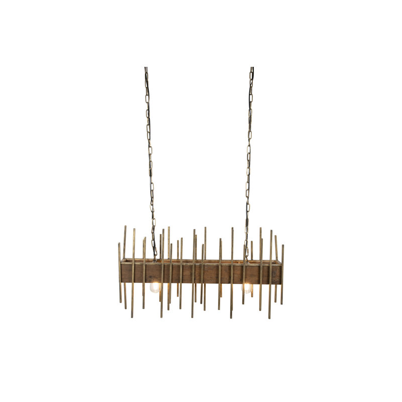 Rustic Wood and Metal Rod Chandelier