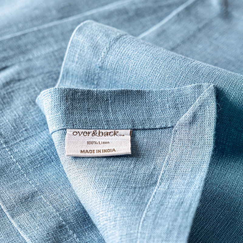 Ensemble de 4 napperons en tissu 100% lin, Bleu
