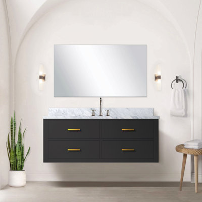 Single Bath Vanity 48 In. W X 22 In. D, With Carrara Marble Top