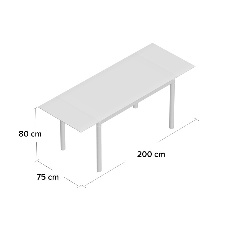 Stallone Extendable Glass Top Metal Base Dining Table, Black