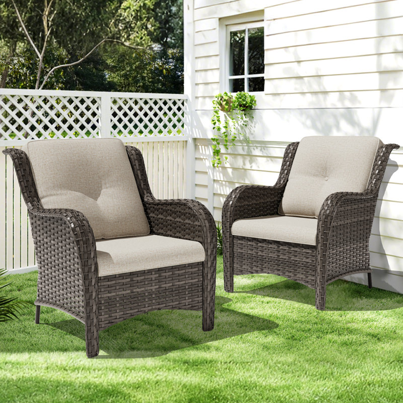 Anahit Wicker Outdoor Lounge Chair (Set of 6), Beige