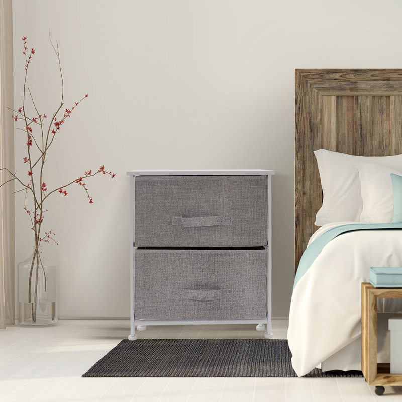 White Industrial Vertical Nursery Nightstand with Extra Deep Drawer