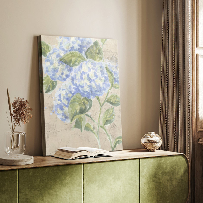 Vintage Hydrangea Fresco I -Custom Wrapped Gallery Cavas