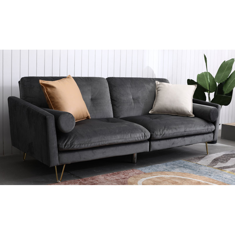 Odysseus 3 Seater Velvet Sleeper, Grey