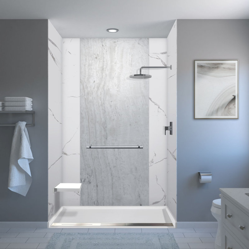 Transolid 61.5-in x 37.5-in Trench Drain Shower Base