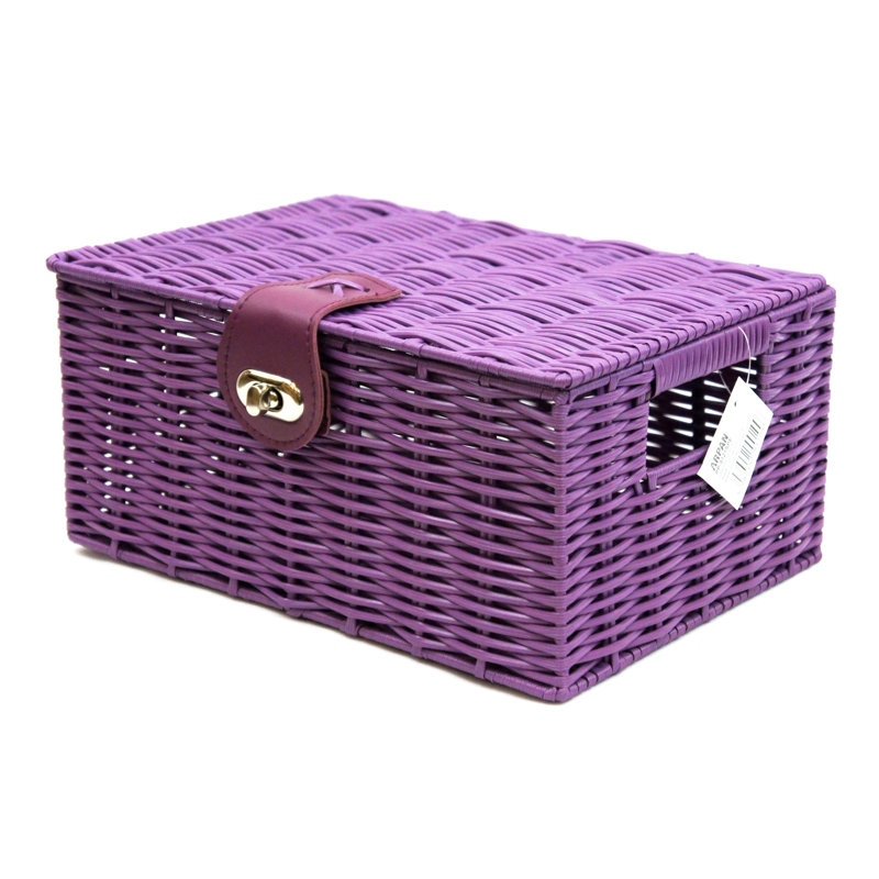Brambly Cottage Plastic Decorative Basket, 12.5cm H x 28cm W x 20cm D, Purple
