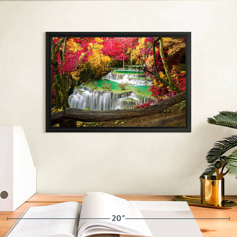 Cascade Huai Mae Khamin, Cadre flottant noir, 13 po x 9 po