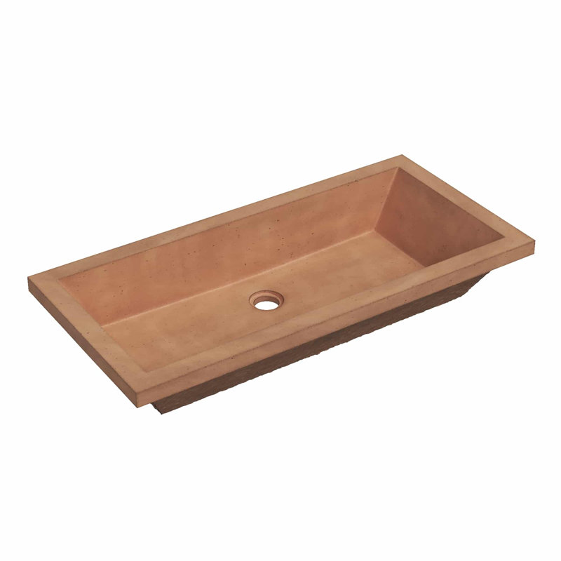 Arcata 30" Undermount Concrete Trough Bathroom Sink, Terracotta