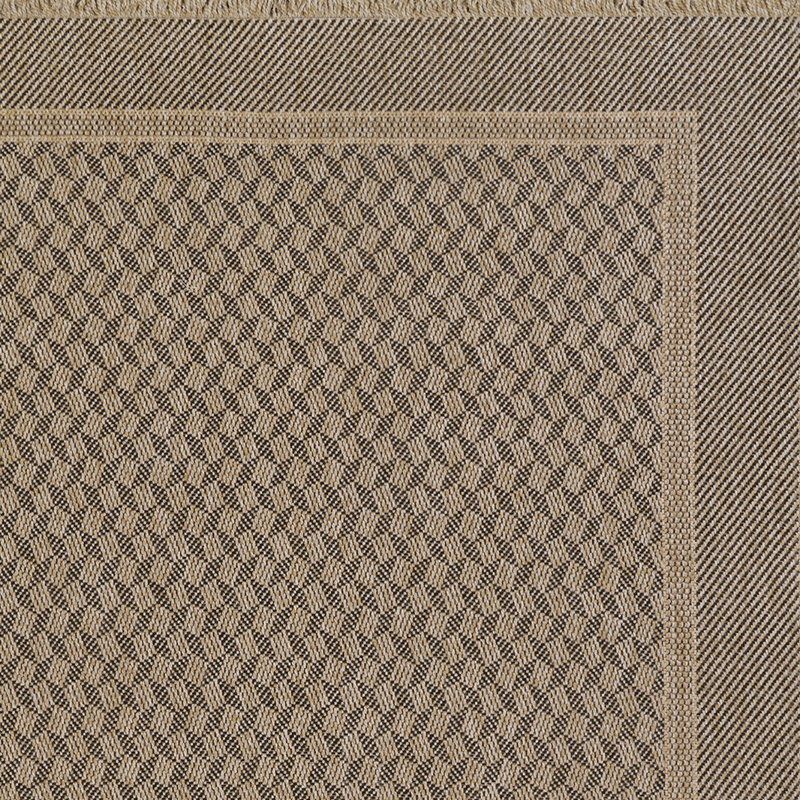 Traysean Penncross Geometric Natural Black Indoor Outdoor Area Rug, Rectangle 6'6" x 9'