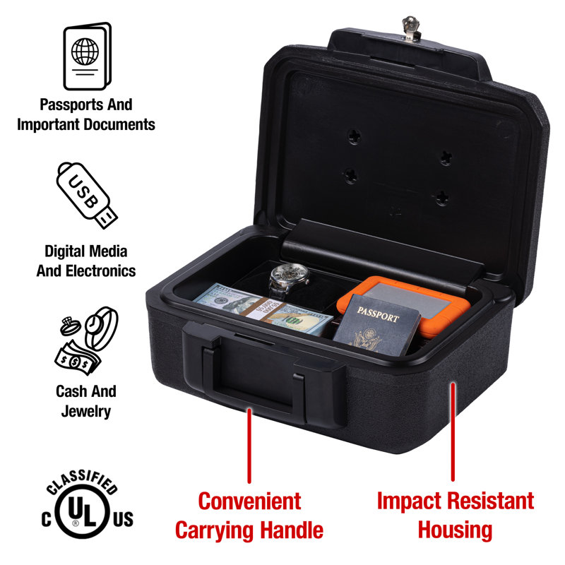 SentrySafe 0.18 Cu. Ft. Fireproof Chest Safe Box with Key Lock