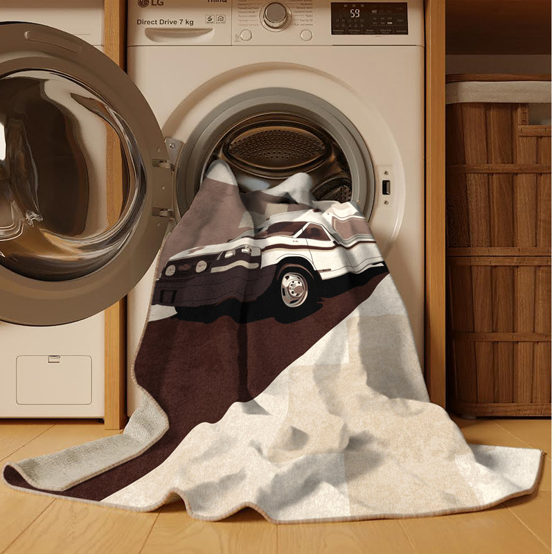 Machine Washable Potts Ambulance Vehicle Modern Rug in Beige – Beige Binding, 7x9