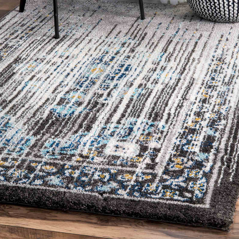 Tapis noir/gris, Rectangle 5 pi 3 po x 7 pi 6 po