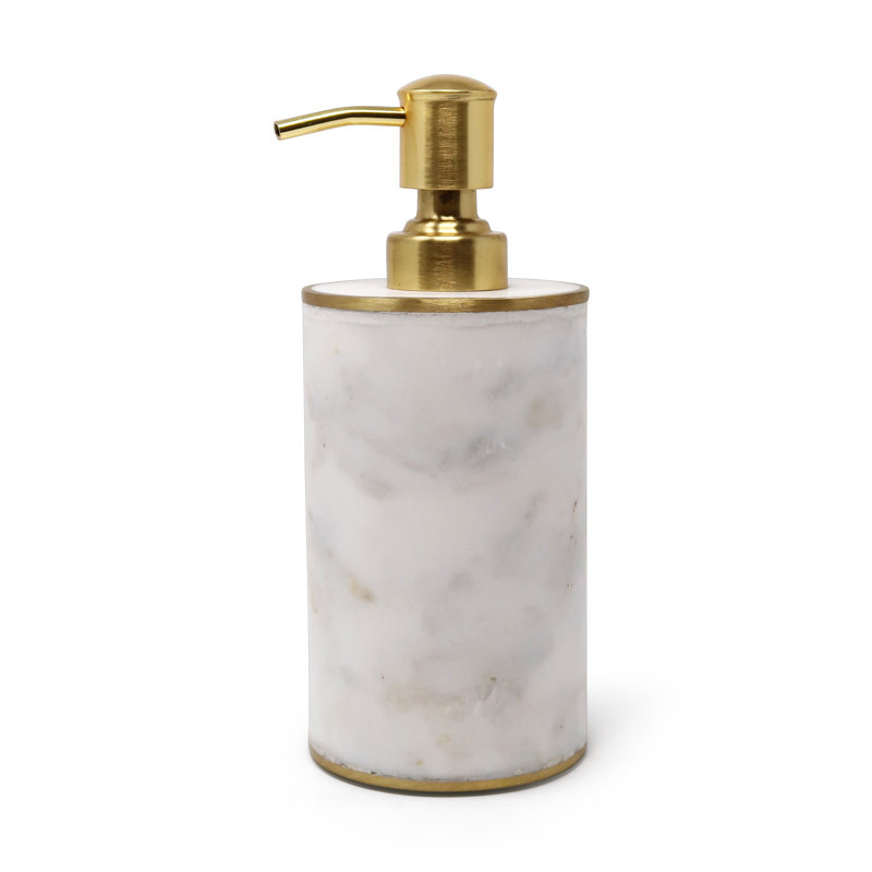 White Marble Dispenser With Gold Pump