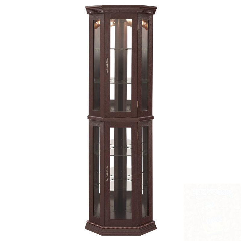 Lighted Accent Cabinet with Glass Doors and Adjustable Shelving