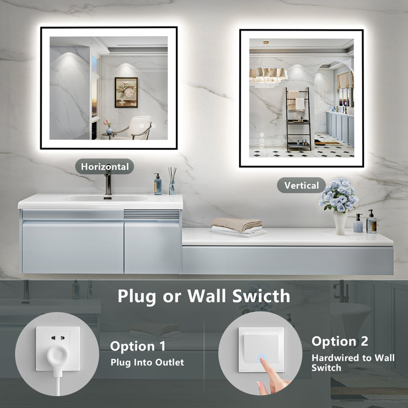 Miroir de salle de bain Tyeishia Matte, 36'' x 32''