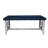 WEATHERED NAVY COMPASS TABLE SET.  1- Rectangle Sofa Table, 1- Rectangle Coffee Table, 2- Square Iron End Tables