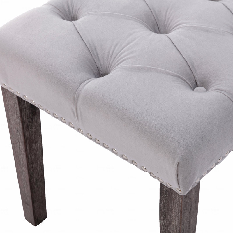 Upholstered Design Tufted Bench Ottoman, Velvet Fabric Upholstered Dining Room Use Bench Bedroom Bench Footrest Stool Accent Bench