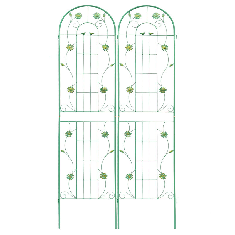 Treillis de jardin en métal antirouille 86,7 po x 19,7 po, support à 2 fleurs pour plantes grimpantes d'extérieur 86,7 po x 19,7 po