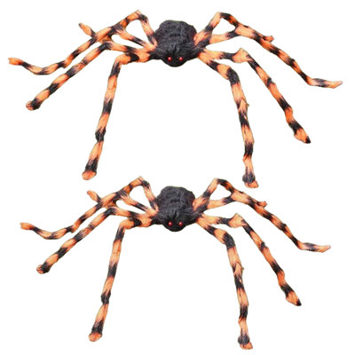 2 Pack 5 Ft Halloween Outdoor Decorations Hairy Brown Spider, Scary Fake Giant Large Spider Haunted House Props, Halloween Lawn Porch Yard Garden Tree Decorations Party Indoor Decor