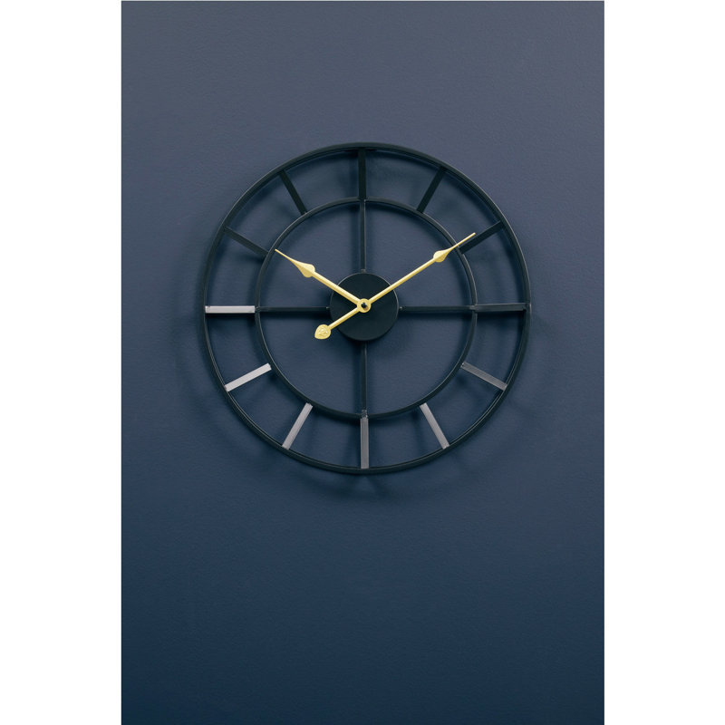 Nekoma Metal Wall Clock, 40cm H x 40cm W x 5cm D , Black/Gold