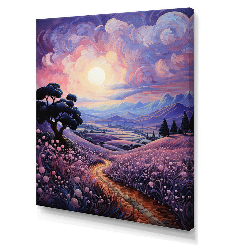 Décoration murale en toile Vangogh lavande Fields Pointillism I - Vangogh, H 32 po x l 16 po x P 1 po, Toile tendue