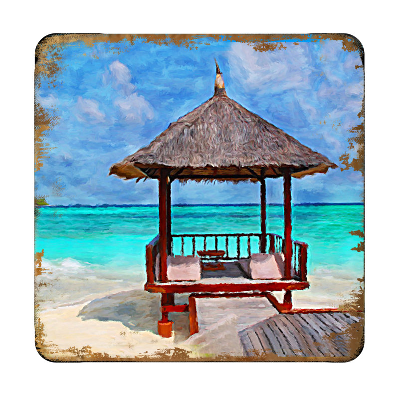 Wood Square 4 Piece Coaster Set