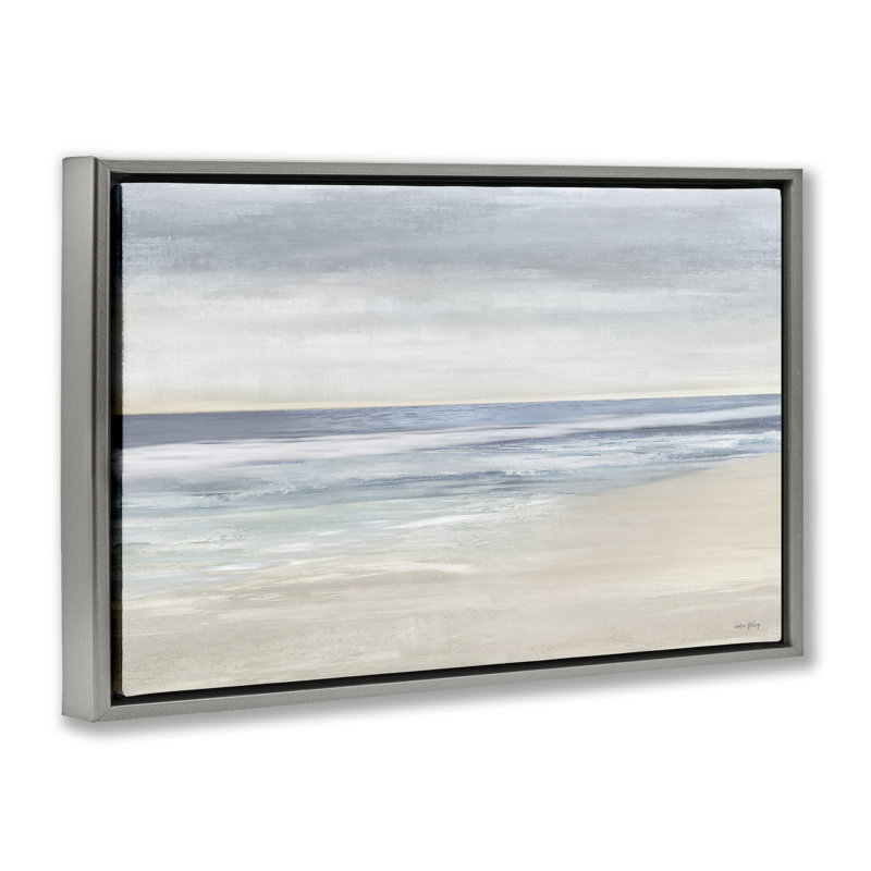 Toile flottante encadrée Subtle Beach par Amber Sterling, H 21 po x l 31 po, Cadre flottant gris lustré