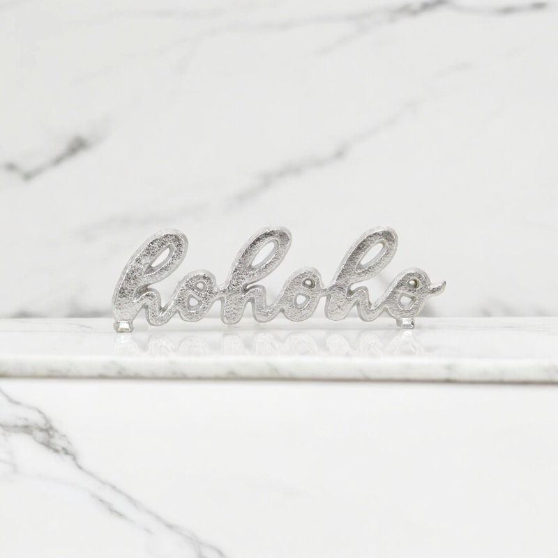 Moundridge "Hohoho" Cast Iron Table Sign, SIlver