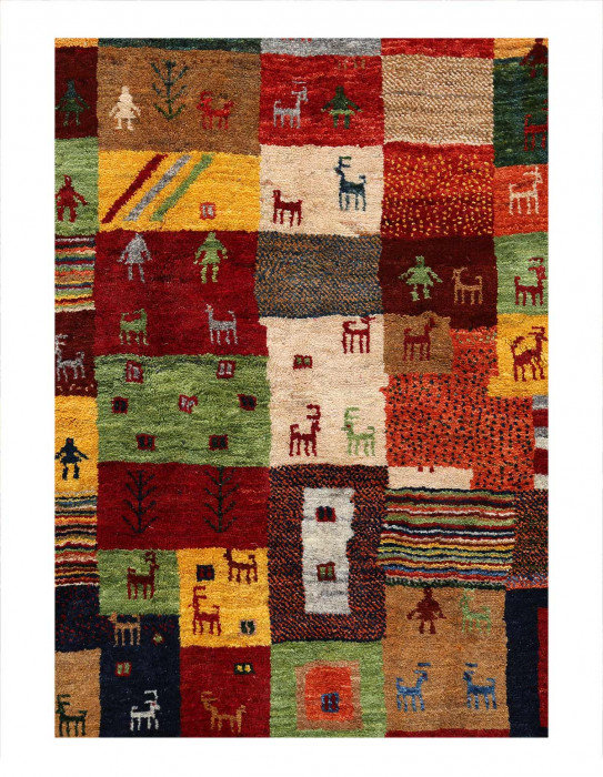 One-of-a-Kind 3'11'' X 5'11'' New Age Area Rug in Red/Green/Gray/Black