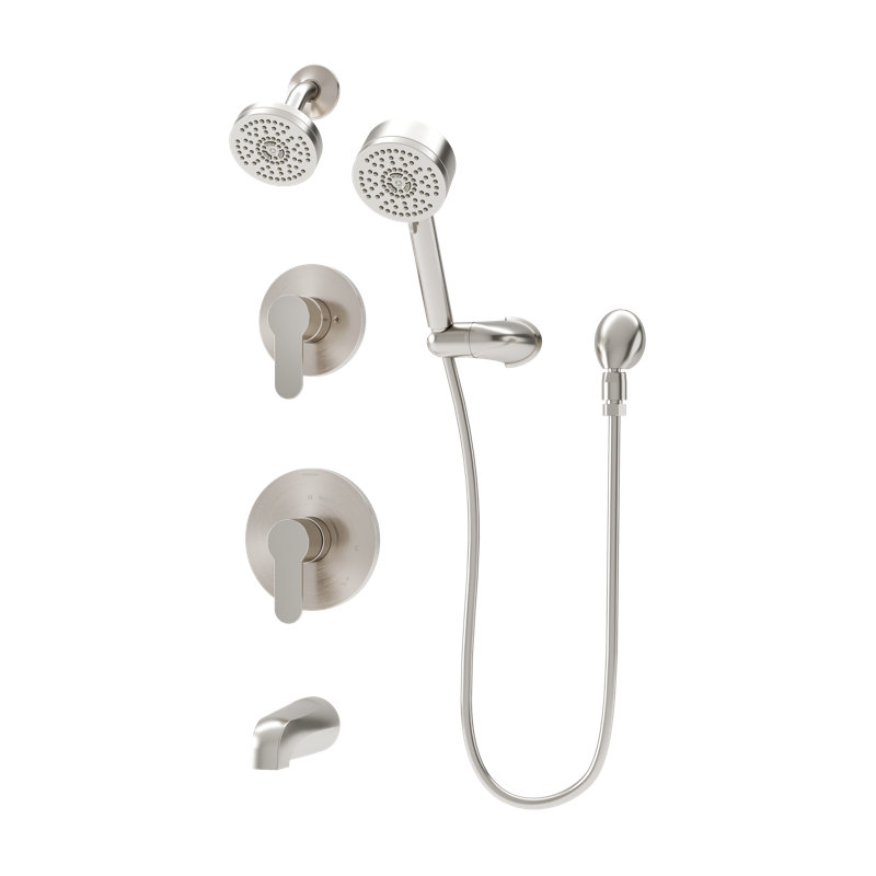 Système de douche et baignoire à deux poignées Identity HydroMersion, Nickel satiné