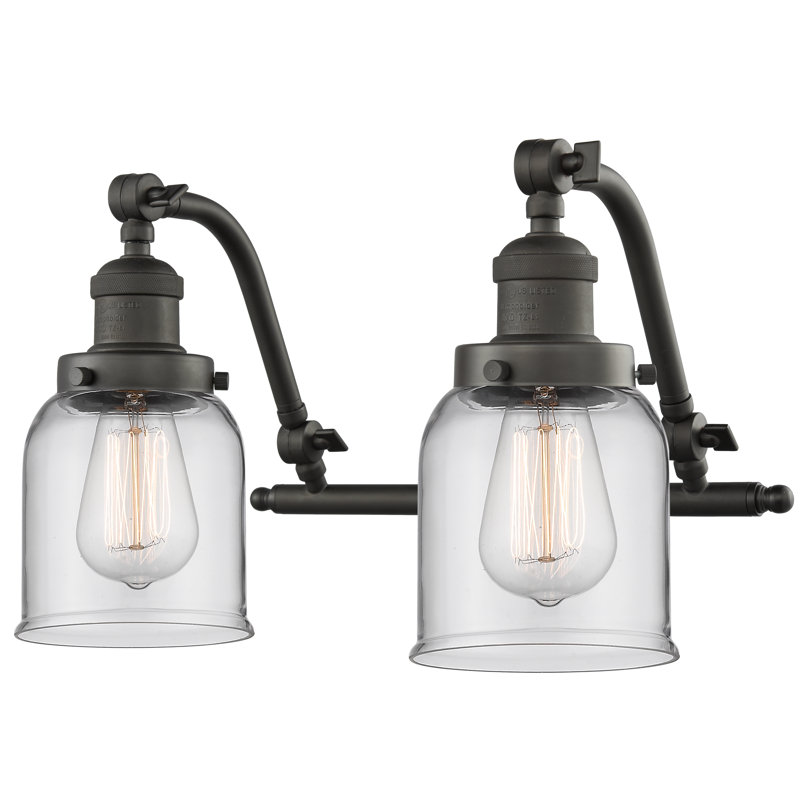 Éclairage pour salle de bain 2 lumières Bonomo Bell, Bronze huilé, Ampoule DEL 6 watts Vinage, Transparent