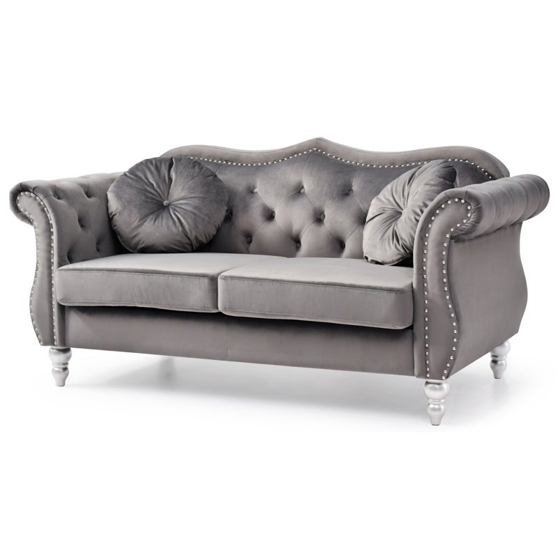 Causeuse rembourrée Jartavious, Velours gris foncé