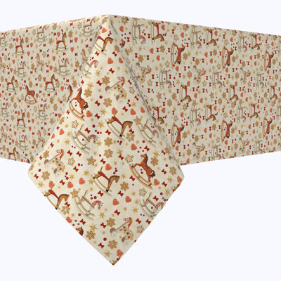 Rectangular Tablecloth, 100% Cotton, 52X104", Vintage Rocking Horses