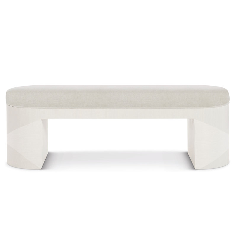Elegant Cream Polyester 56" Transitional Upholstered Bench