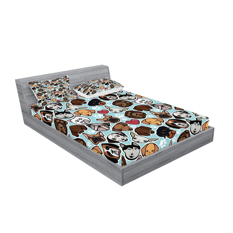 Drap-housse et coussin décoratif vert Ambesonne, Ensemble de draps-housses pour grand lit + 4 taies