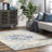 Swam Vintage Floral Power Loom Performance Blue Rug-590785509