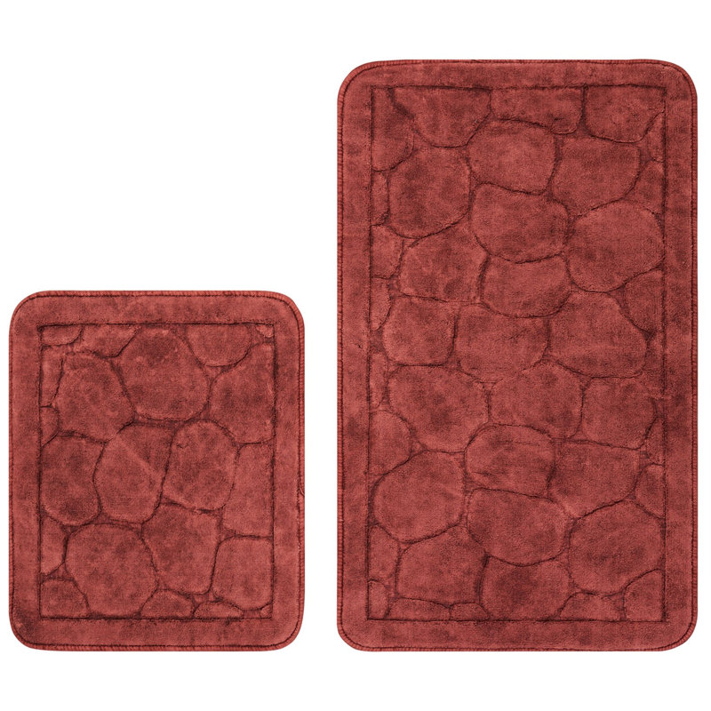 Ensemble de 2 tapis de bain Millgrove, Rouge Bordeaux