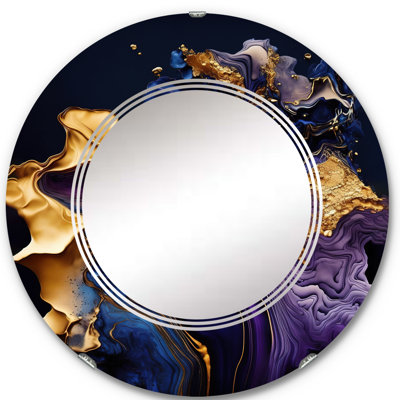 Pavllo Abstract Marble Geode Purple I - Abstract Liquid Ink Wall Mirror