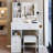 Small - Sized 29.2" Left Drawer Vanity Table And Cushioned Stool, 2 Ac+2 Sockets, Hair Dryer Holder, Large Sliding Touch Controlled Led Mirror With Three Color Switch Brightness Adjust, Suitable For