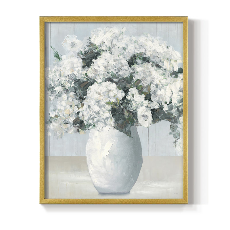 «Beach House Hydrangeas», reproduction encadrée - bois massif, H 21 po x l 17 po, Doré