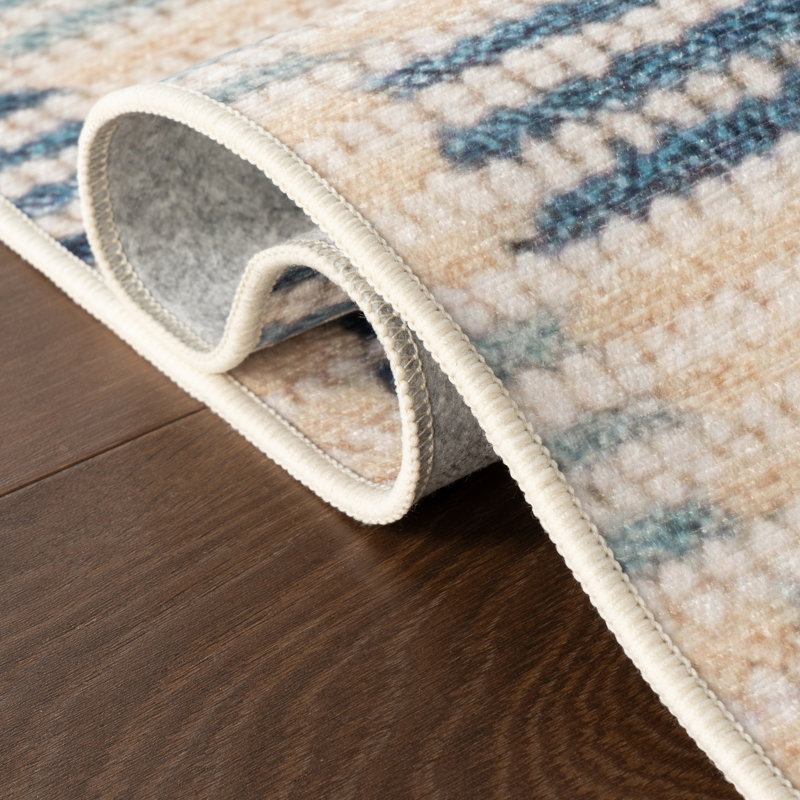 Diamond Cove Green Machine Washable Rug, Blue, Rectangle 8'6" x 11'6"