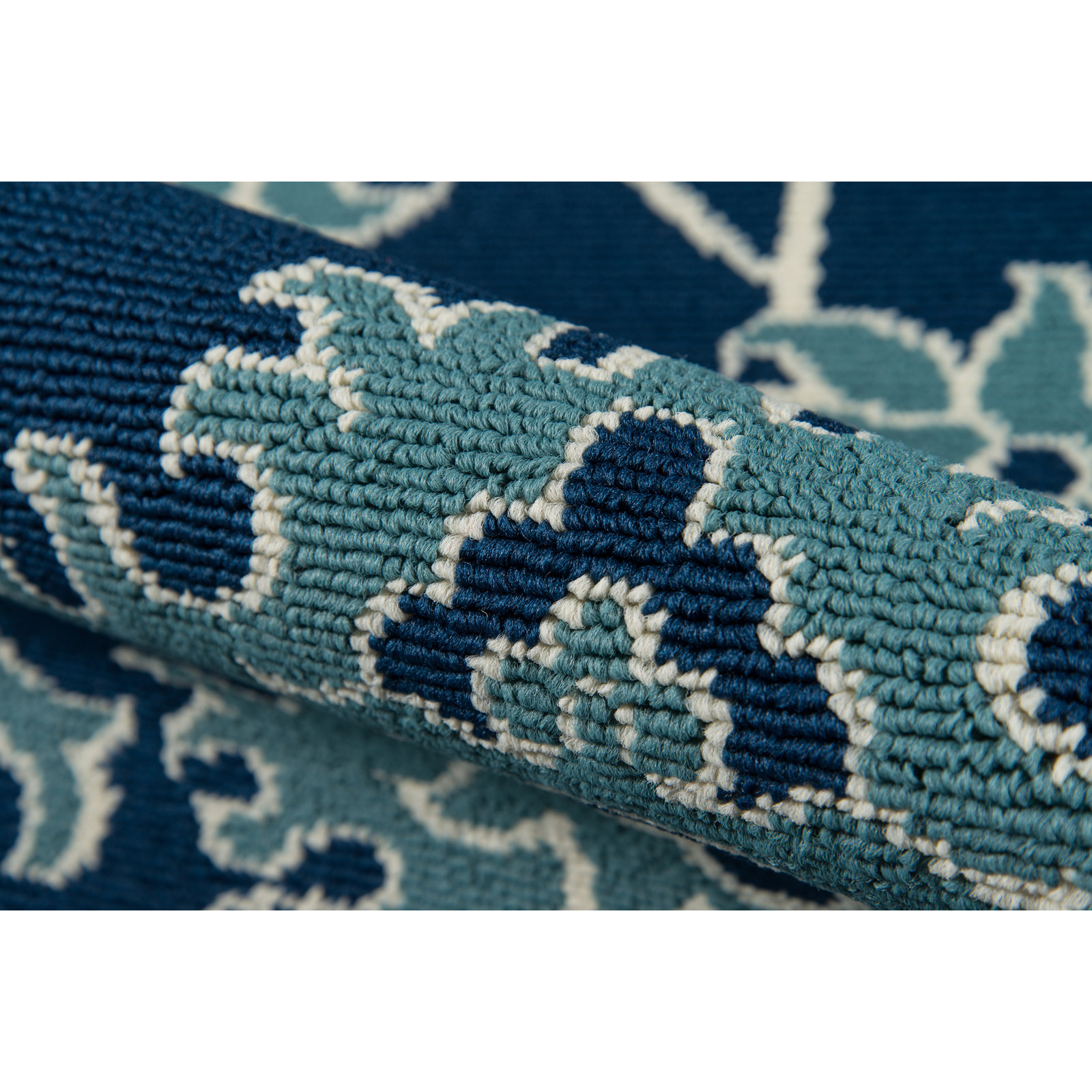 Adrienne Blue Floral Outdoor Rug, Rectangle 1'8" x 3'7"