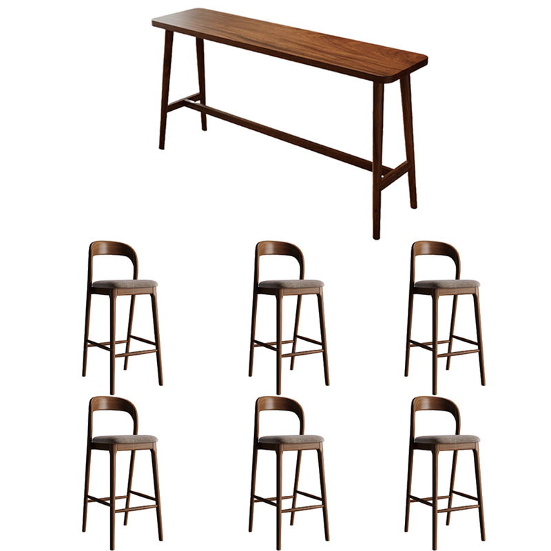 Tables et chaises de bar décontractées en bois massif, 7, H 39,3 po x L 70,8 po x l 17,7 po