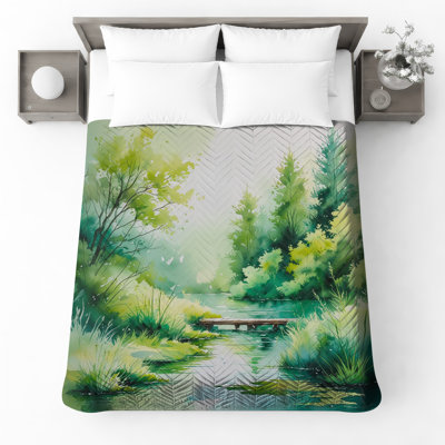 Couvre-lit matelassé Watercolor Forest Scene